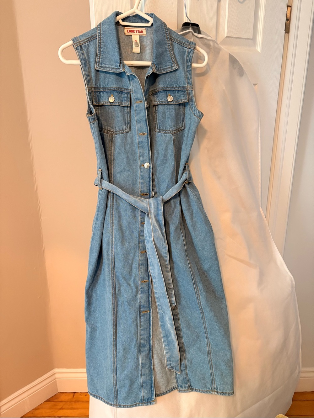 NWOT - Lone Star Sleeveless Denim Button-Front Dress in Light Blue